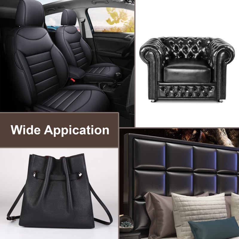 Butarfe Faux Leather Sheets 2 Yards 54"" x 72 ""Black Vinyl Fabric Upholstery 1.0mm Thick Soft PU Leather Synthetic Material by The Yard for Sofa Bags Chairs Car Seats DIY Sewing (Pebbled Pattern) - Image 5